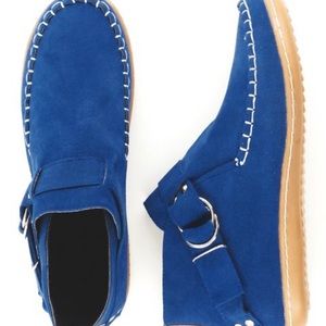 Navy Buckle Moccasin Boot - Women